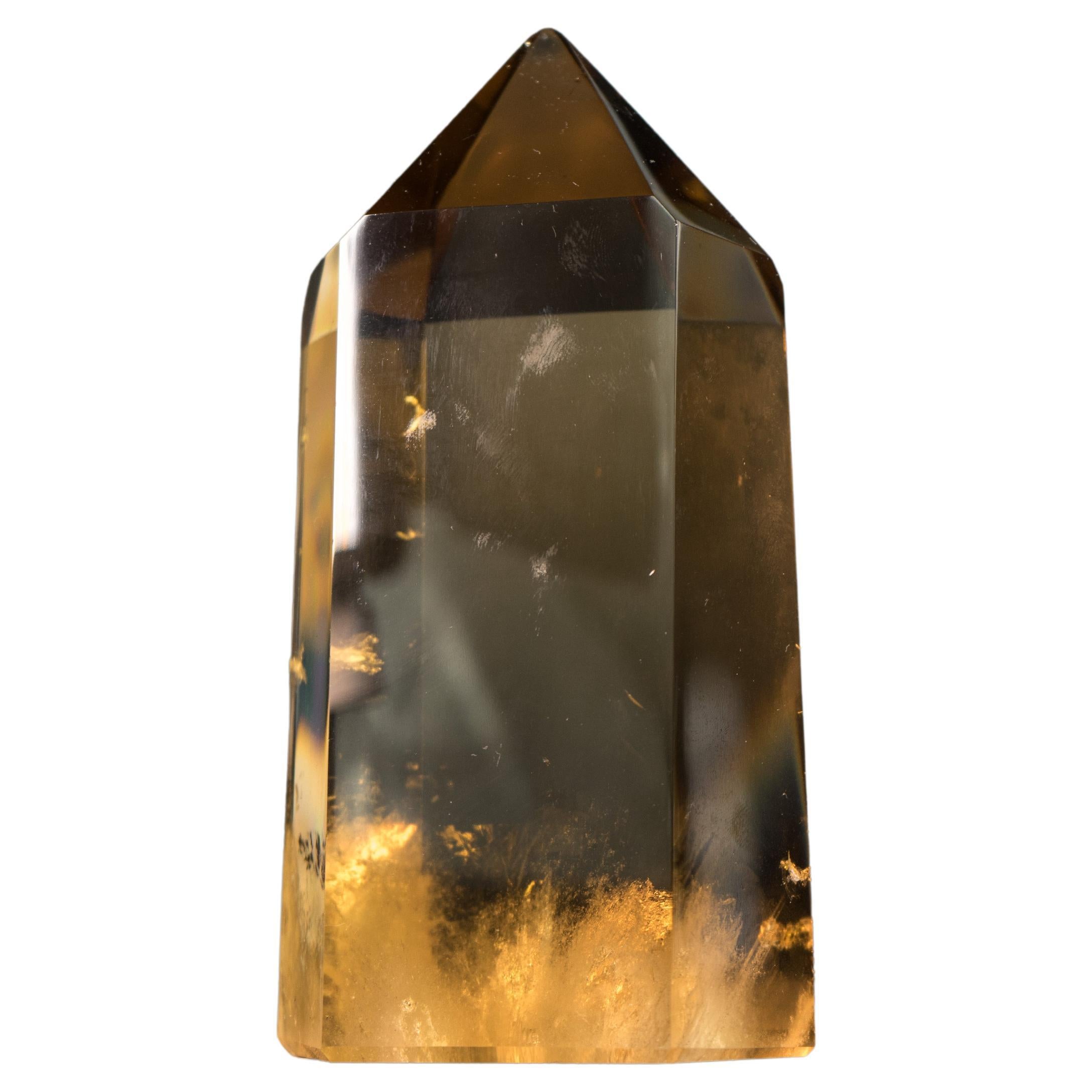 Epic Natural Citrine Crystal Obelisk with Water Clear Deep Golden Orange Quartz