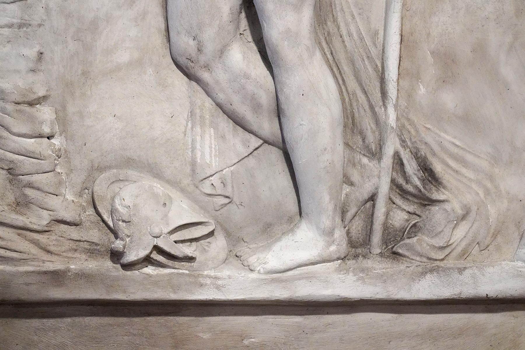 Italian Epic Relief Depicting Classical Hero Receiving Laurel Wreath from an Angel