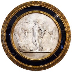 Epic Relief Depicting Classical Hero Receiving Laurel Wreath from an Angel