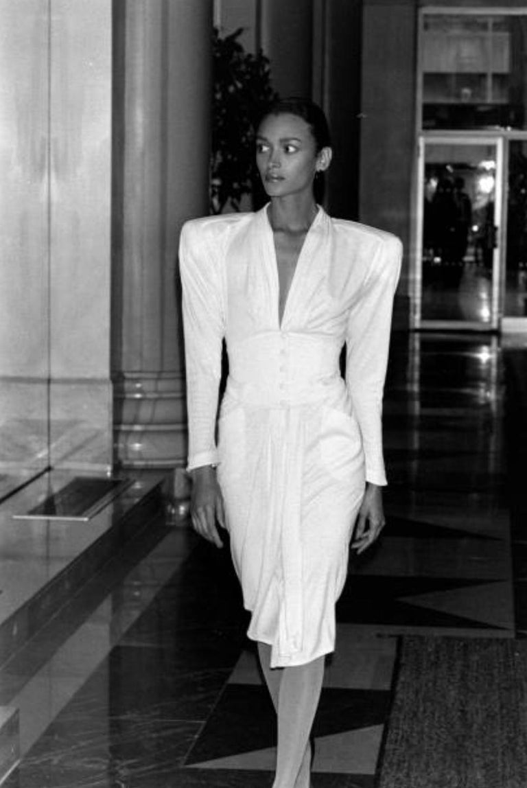thierry mugler silver dress Thierry Mugler Couture Silver Sculpture Dress, Spring 1989 at 1stDibs