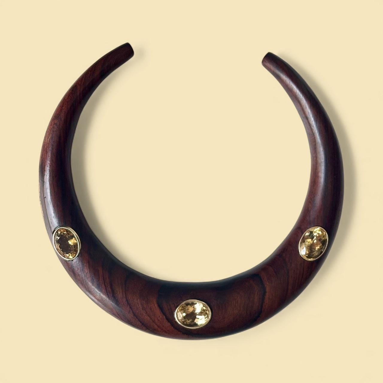 Collana con collare in Wood Wood con citrini e oro 14k in vendita 1