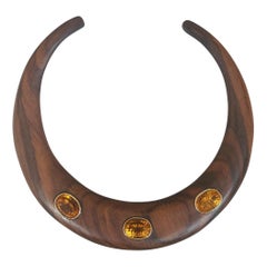 Epic Wood Collar Necklace with Madeira Citrines & 14k Gold