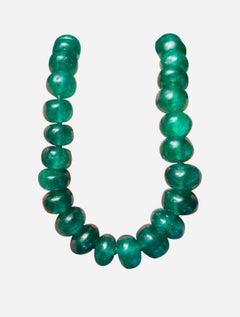 Collana di perle di smeraldo dello Zambia con chiusura estensibile in oro 14k
