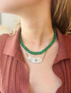 Epic Zambian Emerald Bead Necklace with 14k Gold Extender Clasp