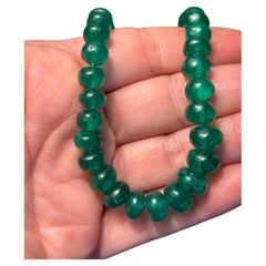 Epic Zambian Emerald Bead Necklace with 14k Gold Extender Clasp