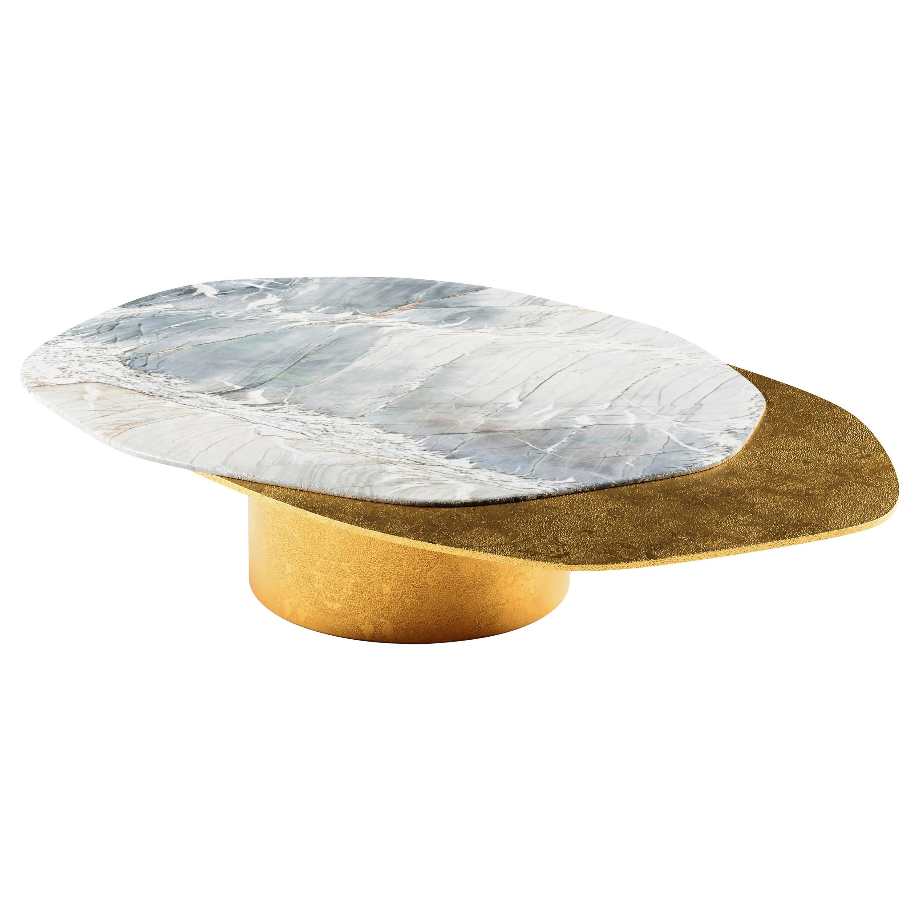 "Epicure II" Center Table ft. Quartzite and Windy Gold Brass by Grzegorz Majka