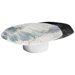 "Epicure III" Center Table ft. Venom Quartzite and Liquid Nickel Finish