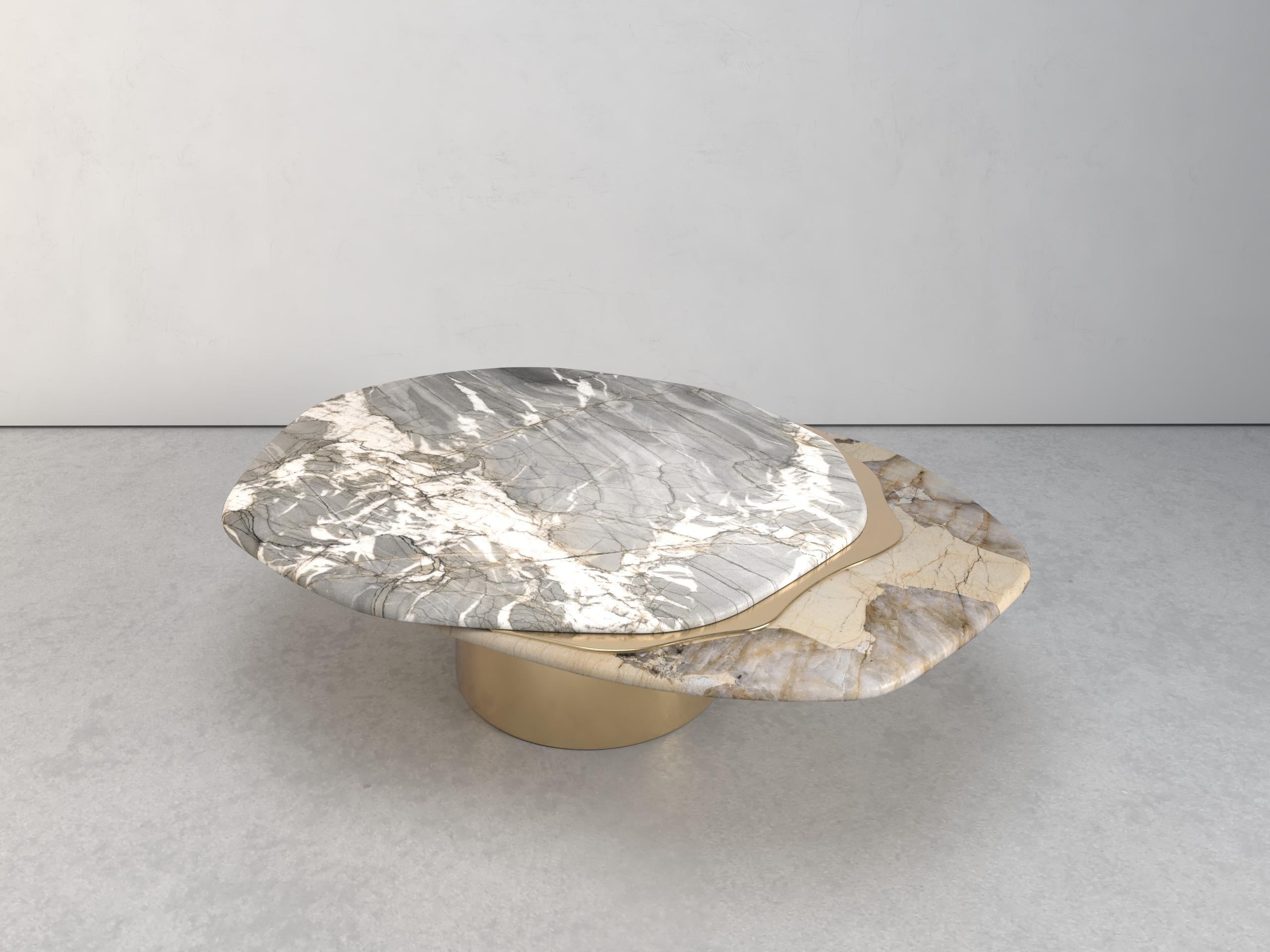 Autre Table basse Epicure V en quartzite et laiton en édition limitée de Grzegorz Majka en vente