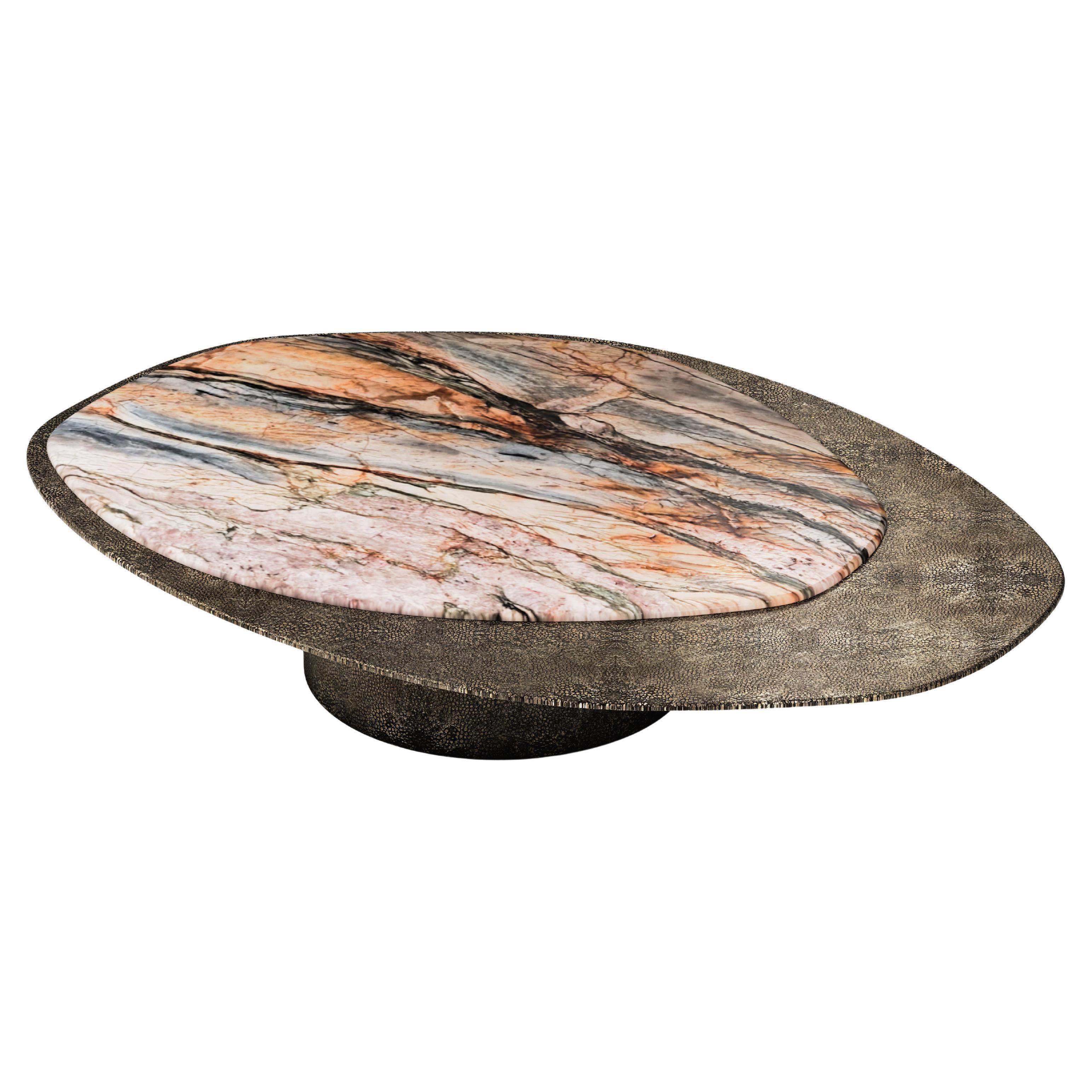 "Epicure XI" Center Table Ft. Michelangelo Quartzite and Liquid Bronze Finish