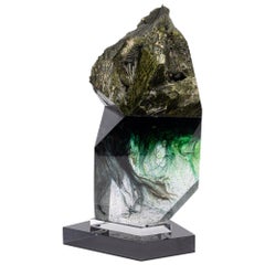 Epidote and Green Shade Glass Organic shape Sculpture from TYME Collection