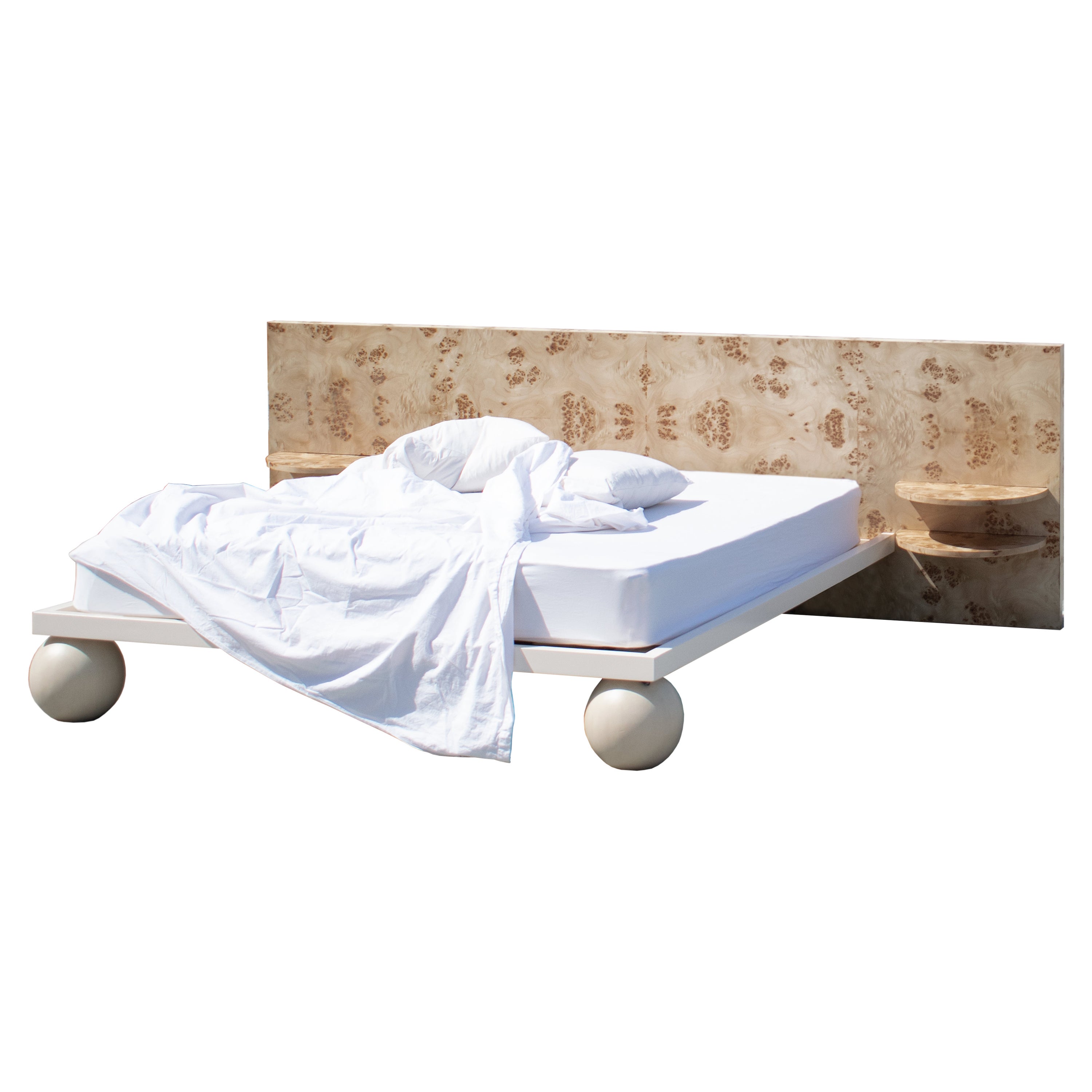 EPIFANIA Letto in radica di Mapa con comodini integrati di colore beige
