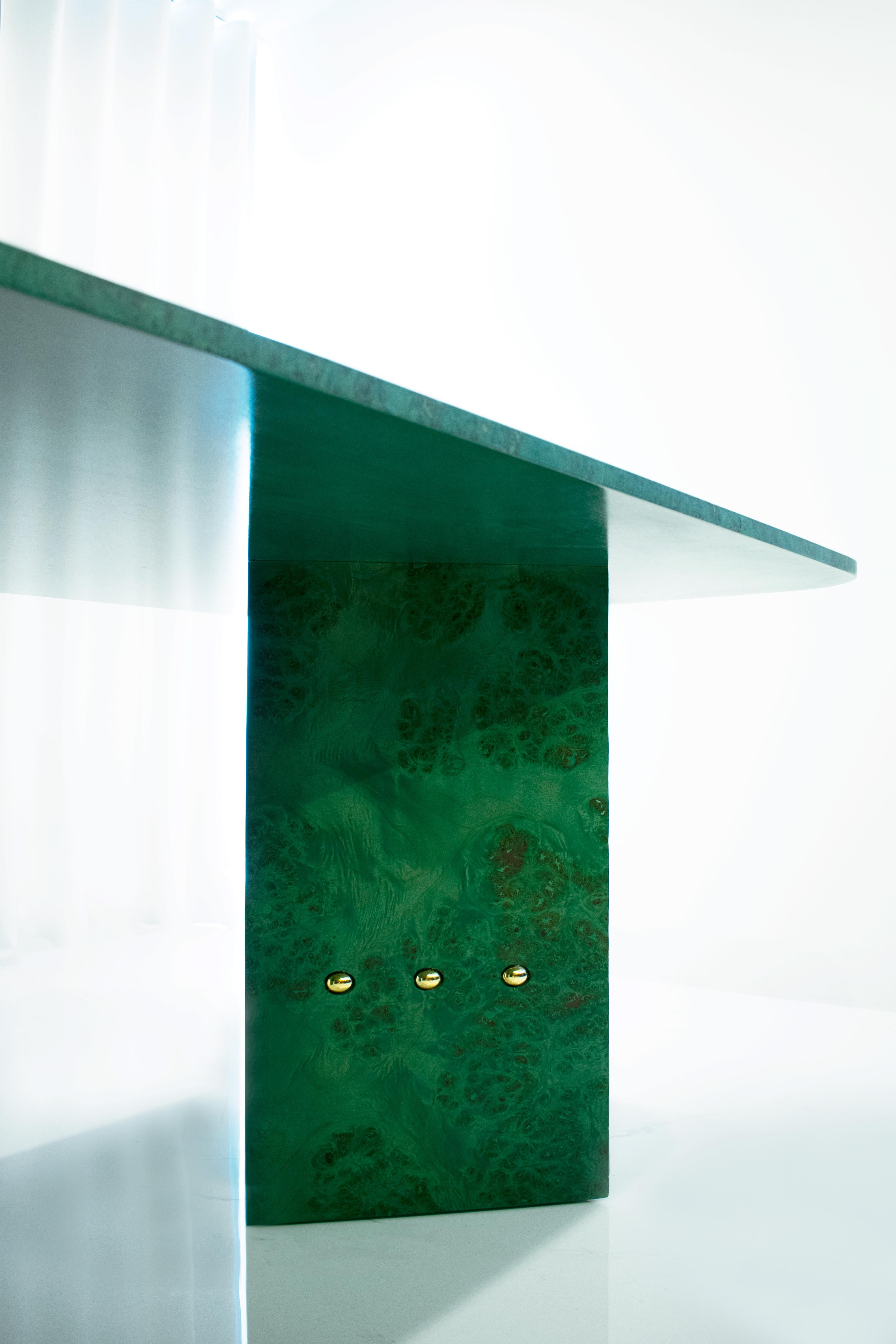 Placage Table de salle à manger EPIFANIA Mappa en broussin vert en vente