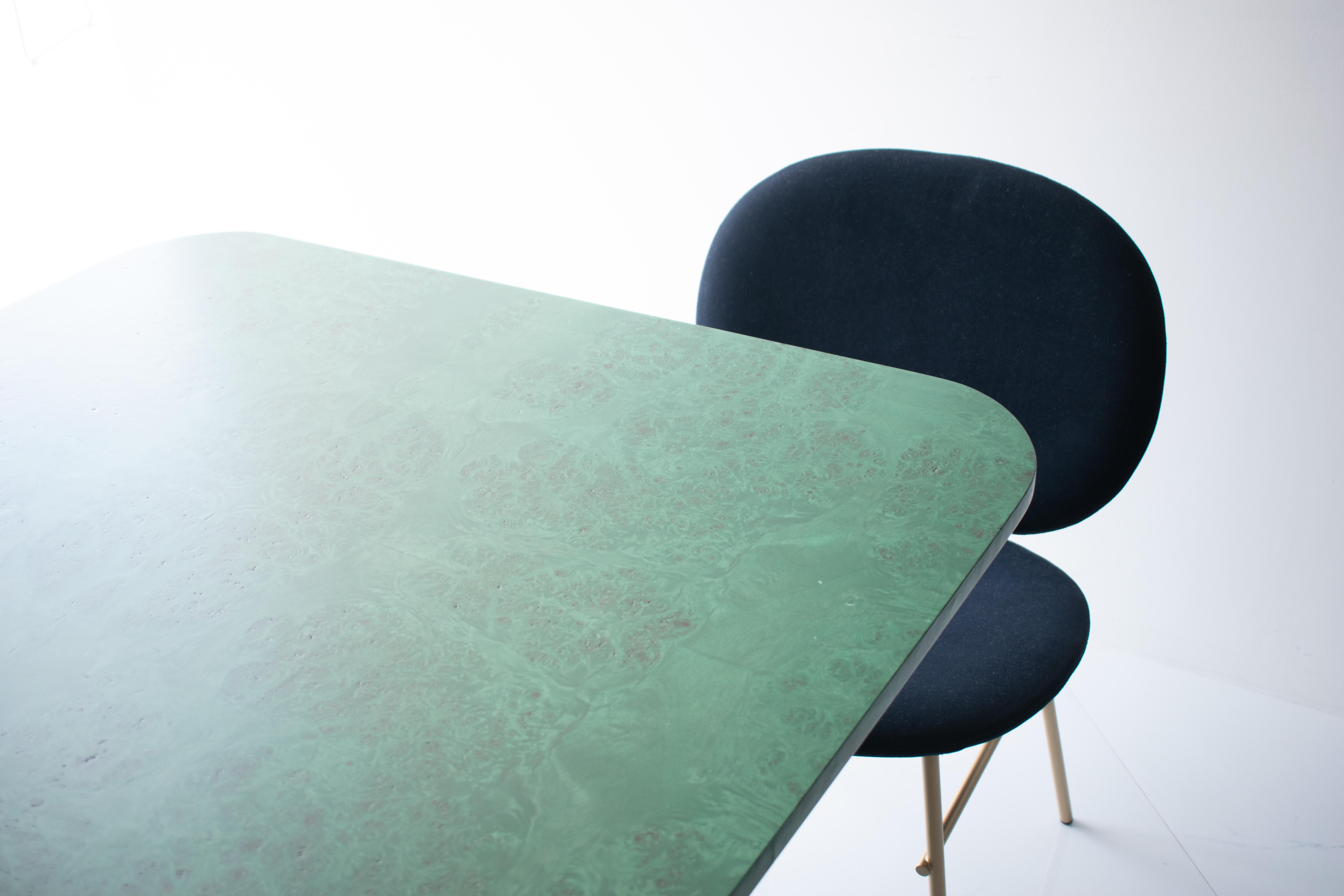 Belgian EPIFANIA Mappa Burl Green Dinning Table For Sale