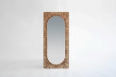 Epifania Mappa Burl Veneer Wall Mirror in Natural Beige Color