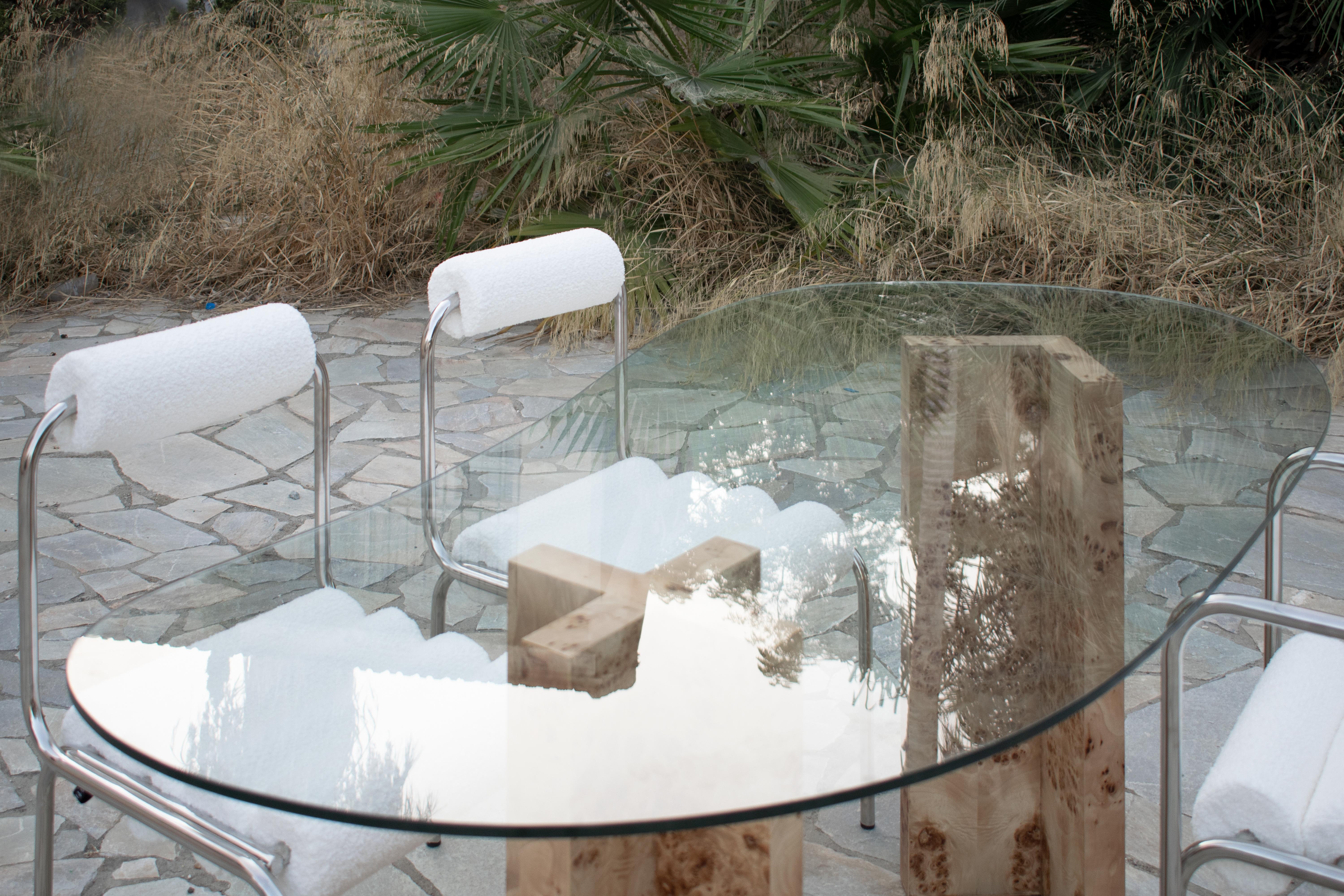 Epifania Pilar Dinning Table in Beige Mappa Burl Veneer For Sale 2