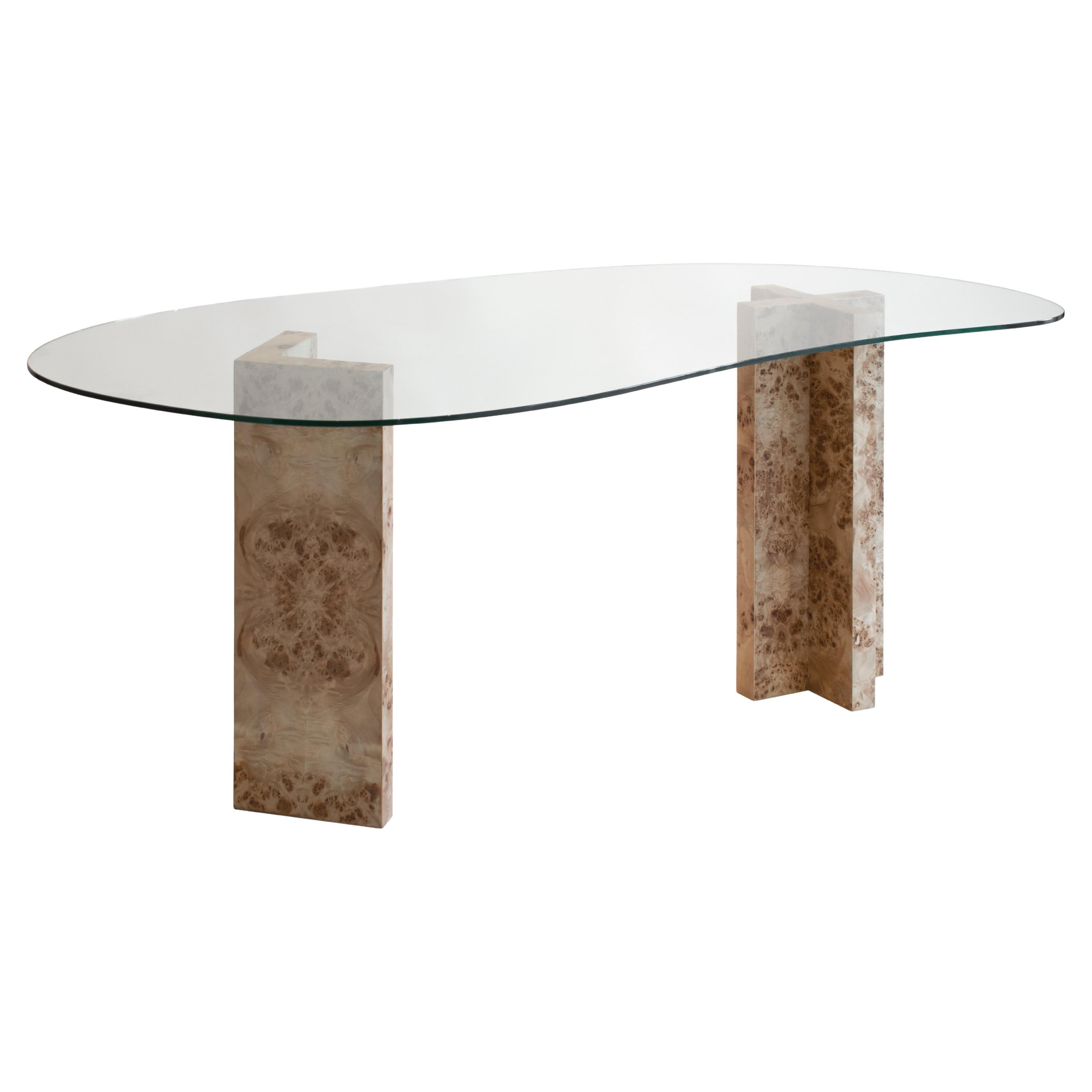 Epifania Pilar Dinning Table in Beige Mappa Burl Veneer