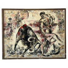 Epifanio Ortega Mid Century Bullfight Painting 1969