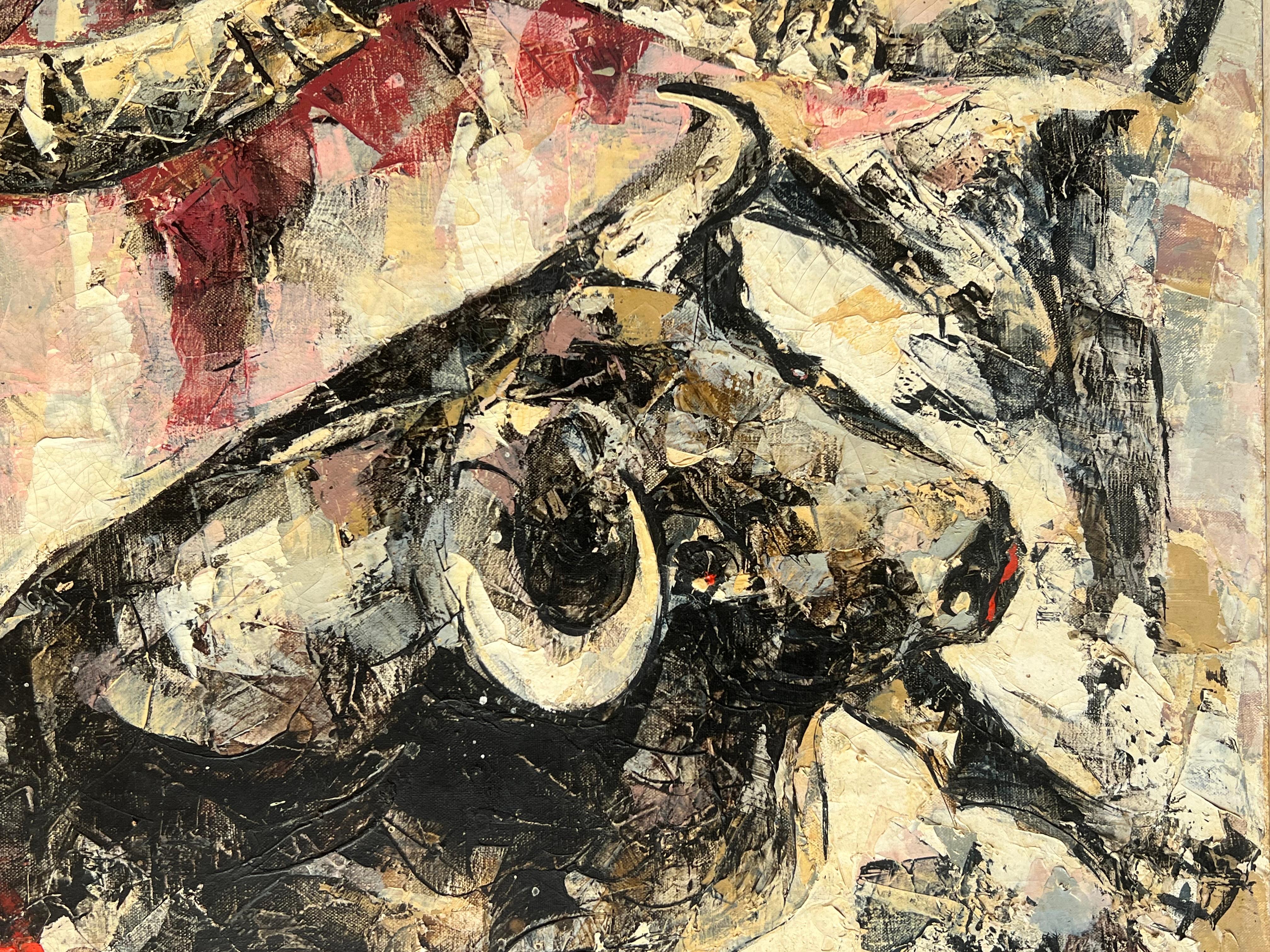 Mexican Epifanio Ortega Mid Century Bullfight Painting 1969 For Sale