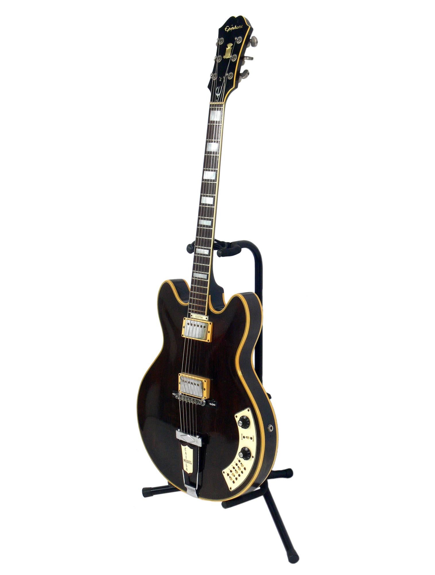 All original Epiphone Al Caiola custom guitar, circa late 1960s. This model was only made for six years, from 1963-1969, and then went out of production due to the high production costs associated with the fine materials and components used on it.