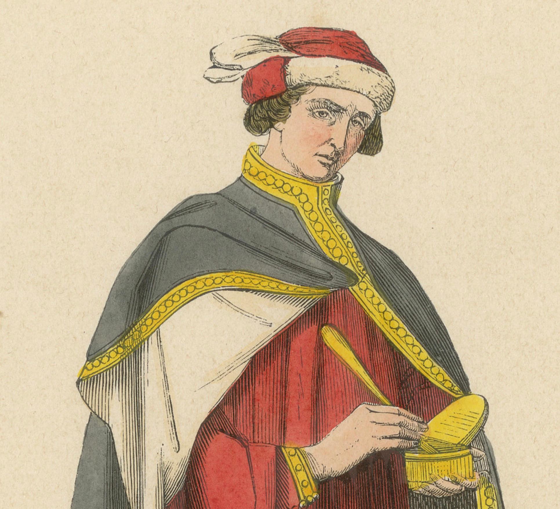 Episcopal Splendor: An English Bishop in 'Costume du Moyen Âge, 1847 In Good Condition In Langweer, NL