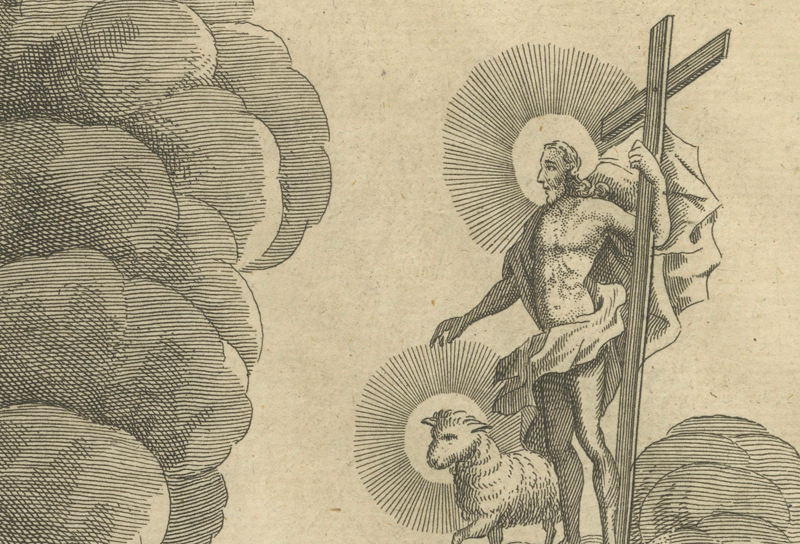 Hebräerbrief Kupferstich - Paulus, Gesetz & Evangelium Allegorie ca. 1735 im Zustand „Gut“ im Angebot in Langweer, NL