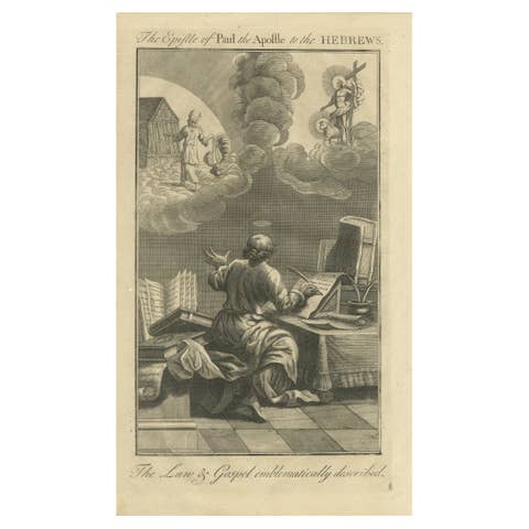 Epistle to the Hebrews Engraving – Paul, Law & Gospel Allegory c.1735