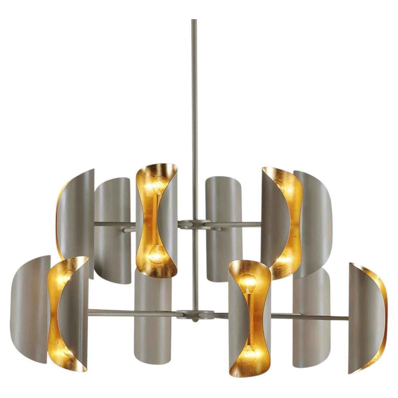 Lampadario Epoca Lampadari 4000 24 Luci Taupe e Oro