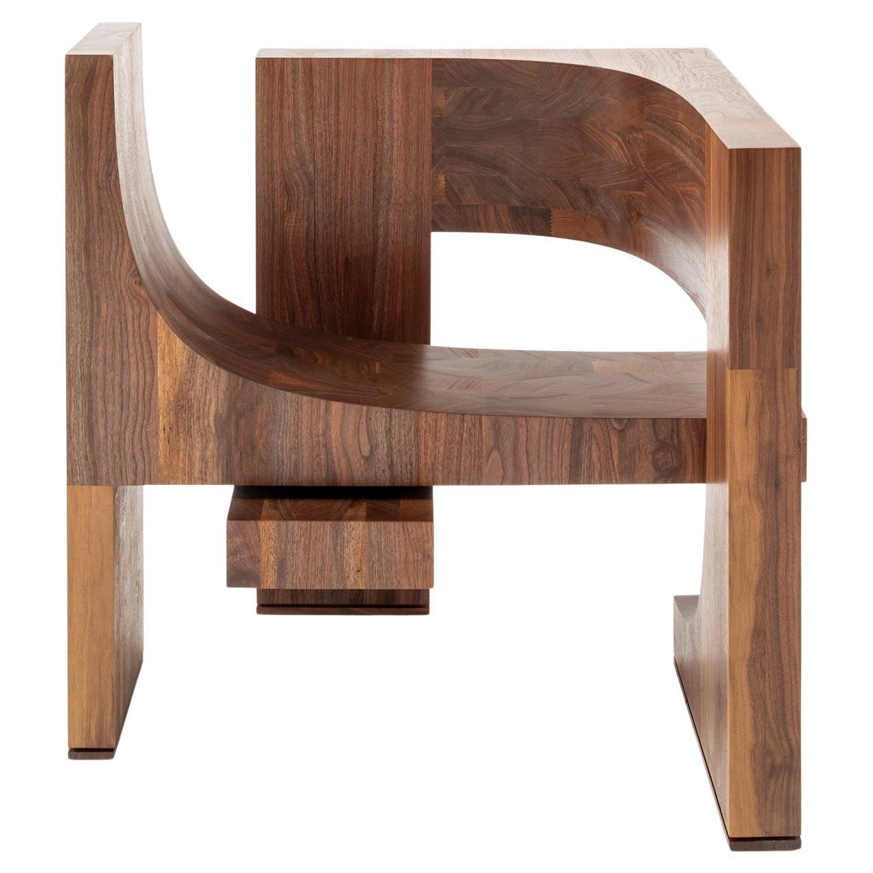 Epoca sculptural armchair in solid walnut hand made in Italy