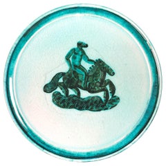 "Epona on Horseback, " Gorgeous Pale Green Art Deco Plate by Mayodon