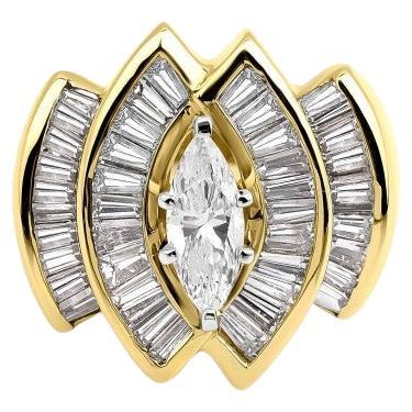 2.05ct Art - Deco Marquise Diamond Engagement Ring