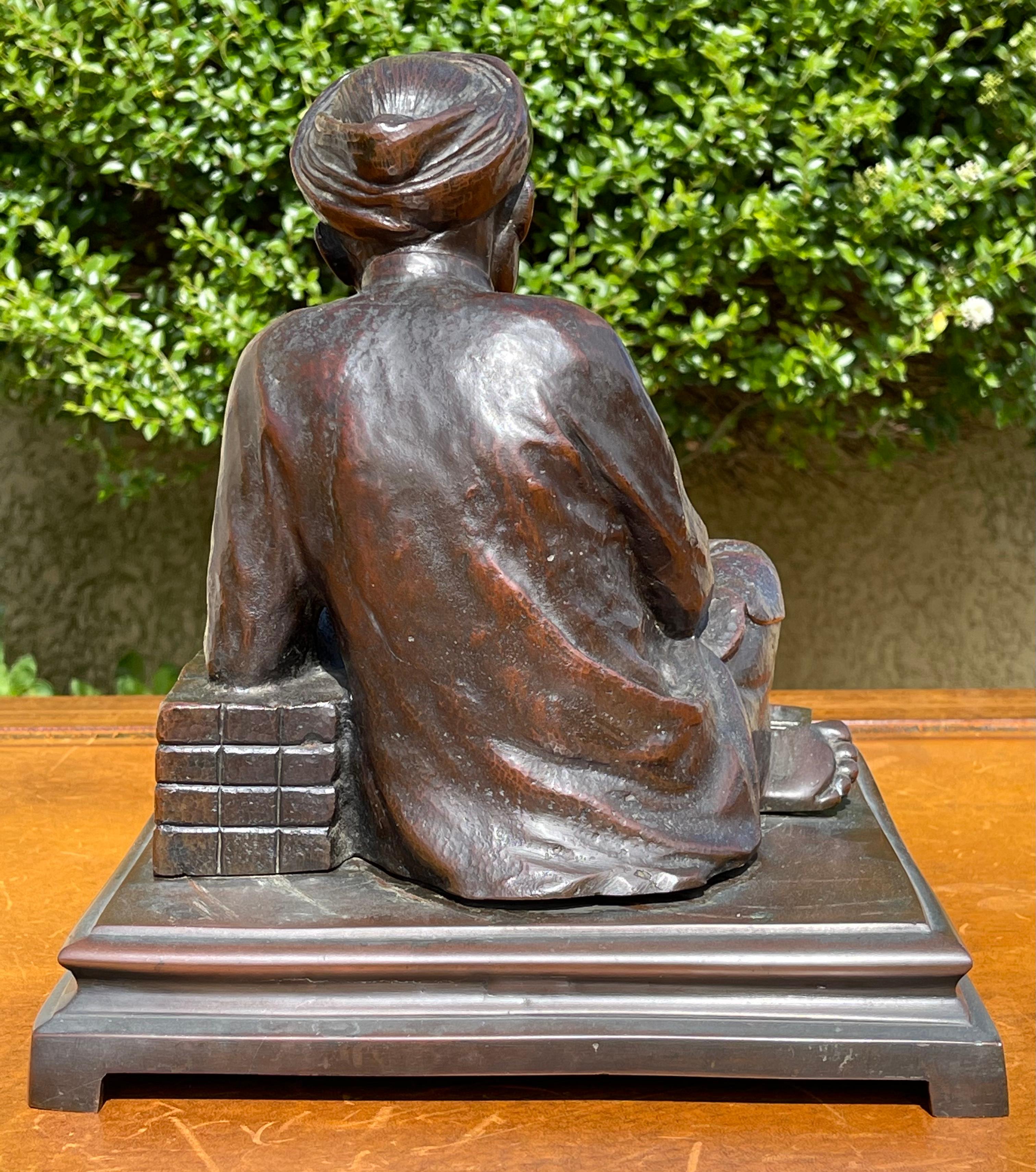 Meiji Period, Bronze, 'Literate Writing', 19th Century For Sale 6