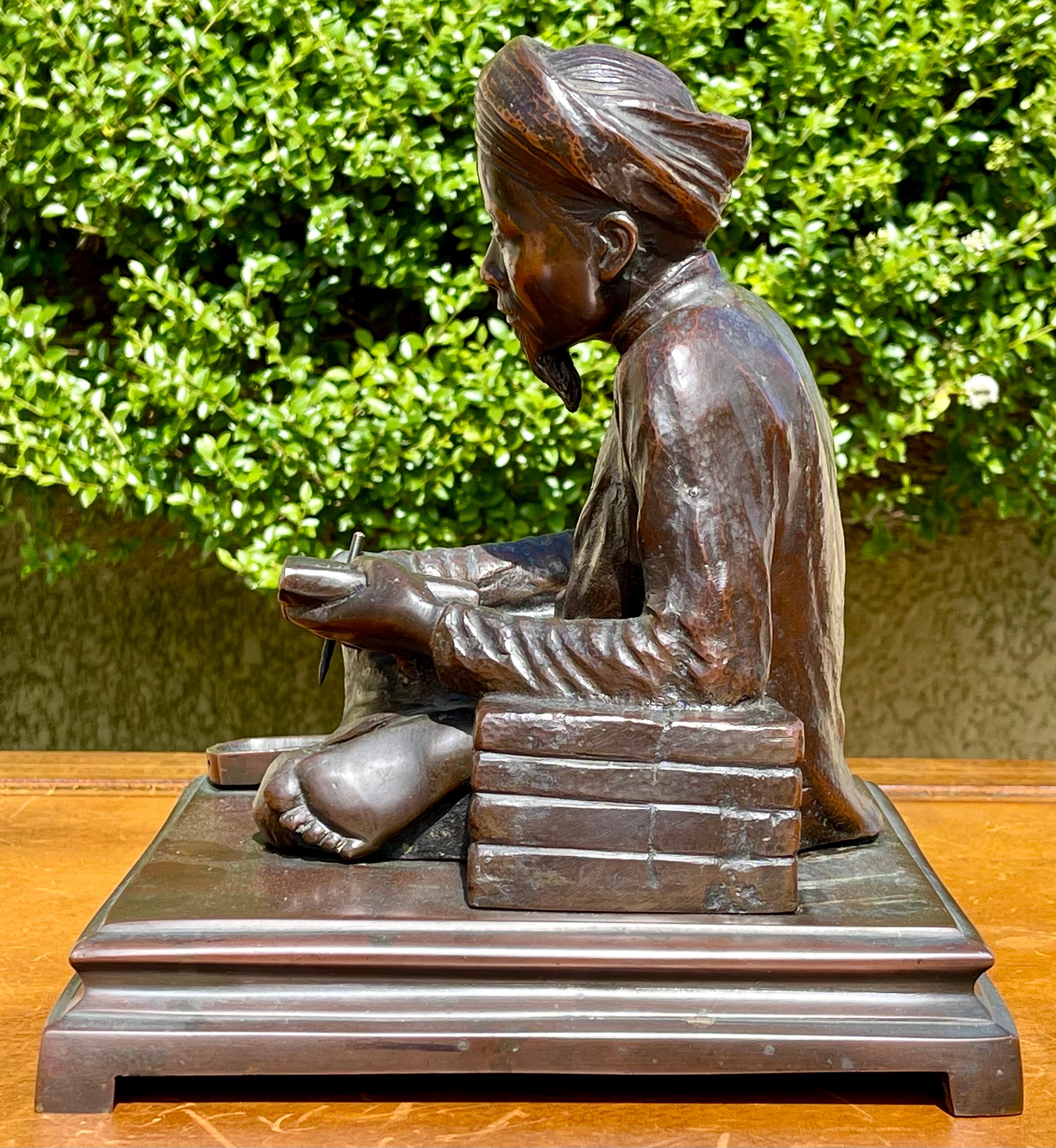 Meiji Period, Bronze, 'Literate Writing', 19th Century For Sale 8