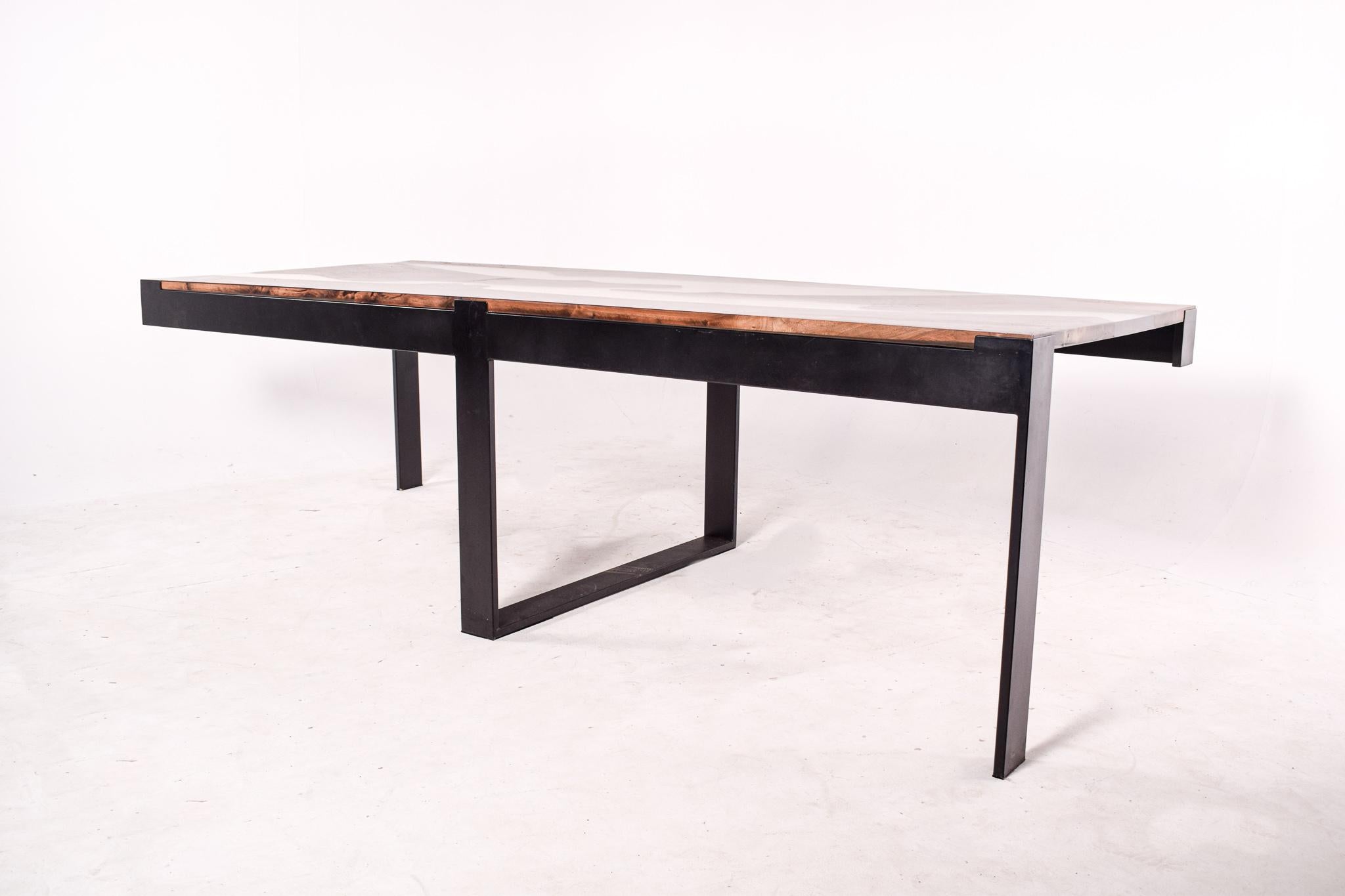 Epoxy and Walnut Dining Table For Sale 1