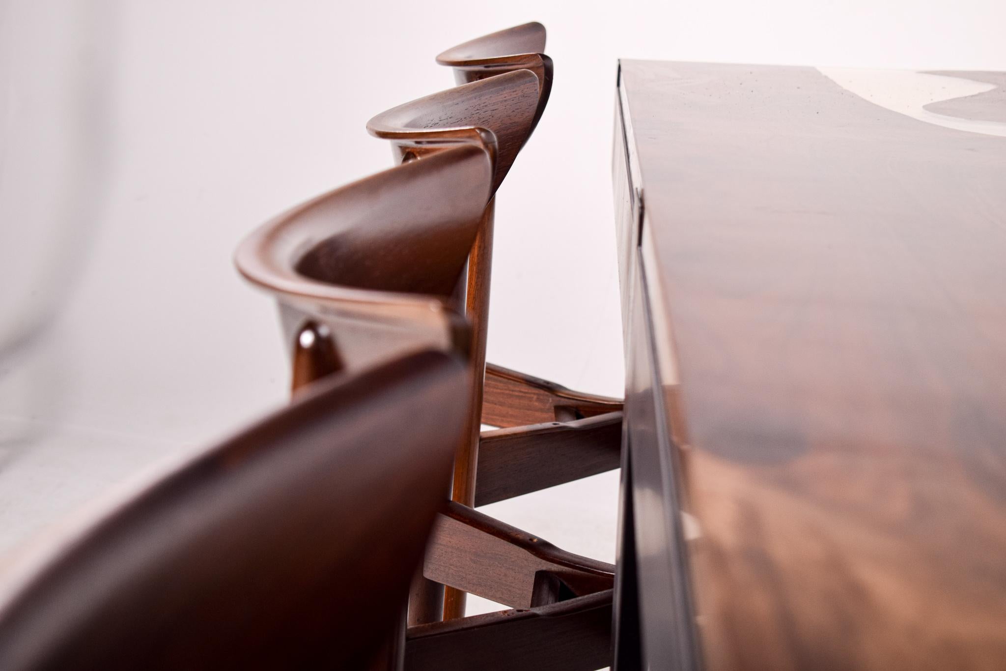 Epoxy and Walnut Dining Table For Sale 4