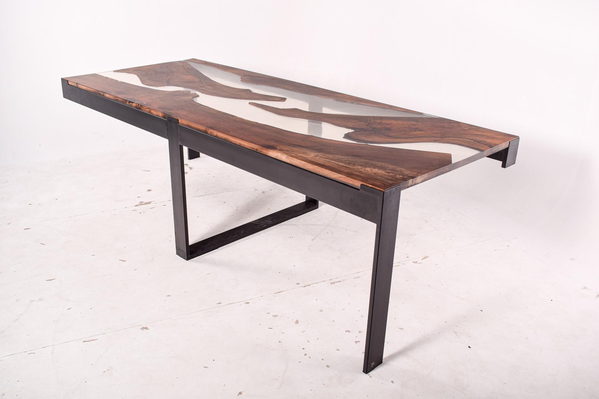 Epoxy and Walnut Dining Table For Sale 2