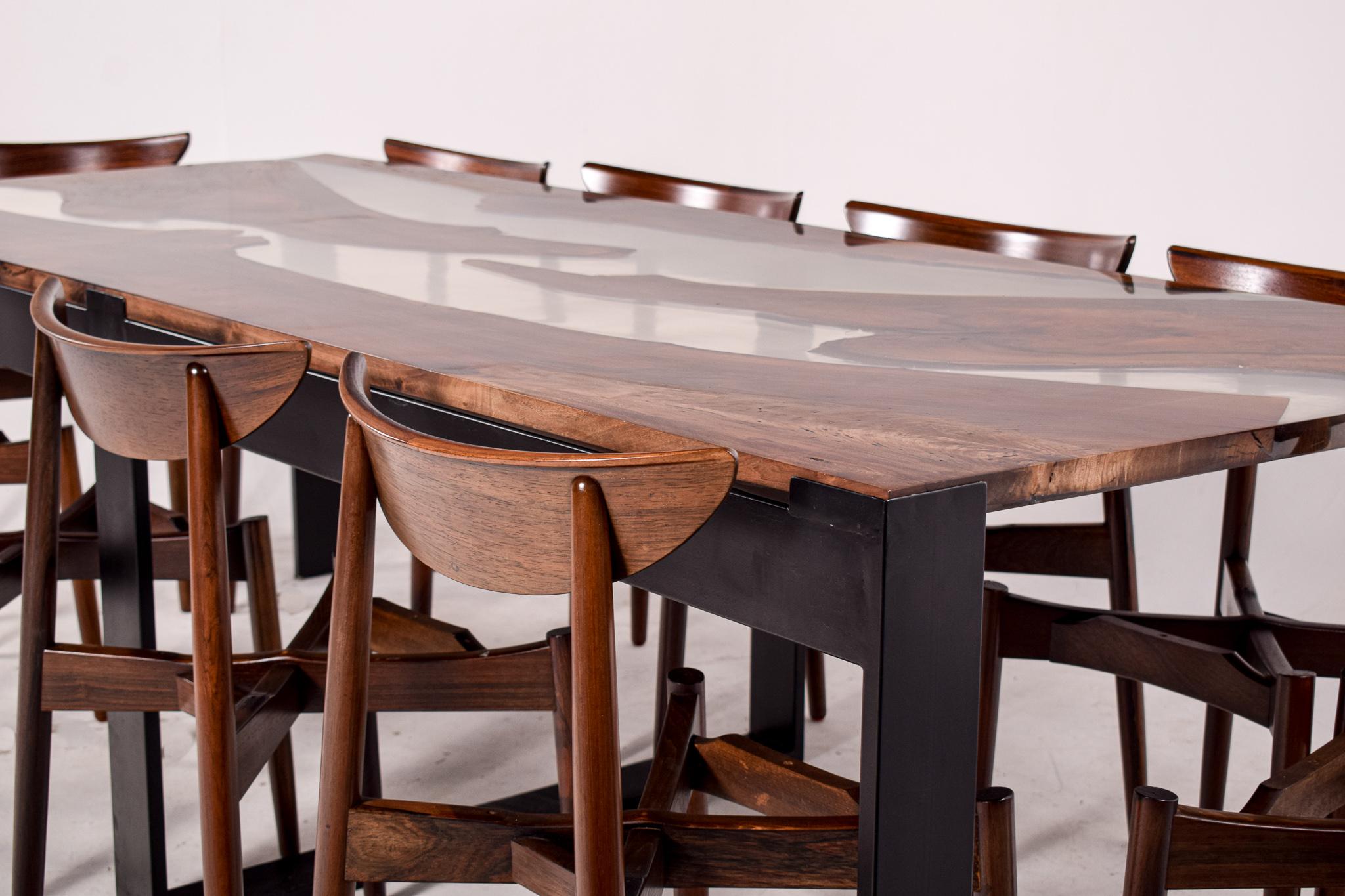 Epoxy and Walnut Dining Table For Sale 5