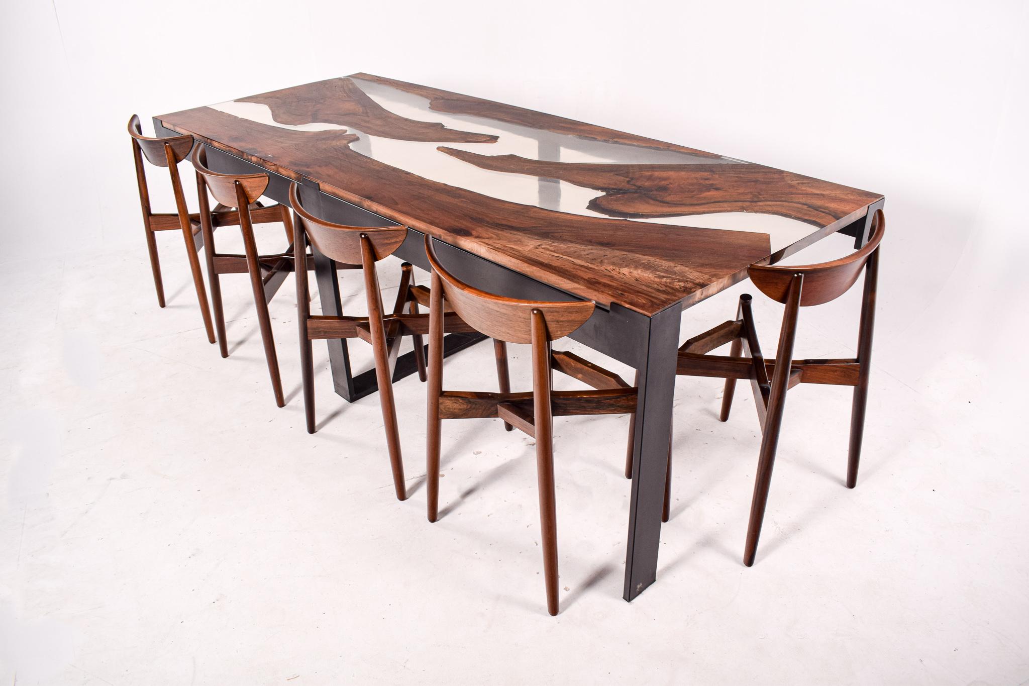 Epoxy and Walnut Dining Table For Sale 7