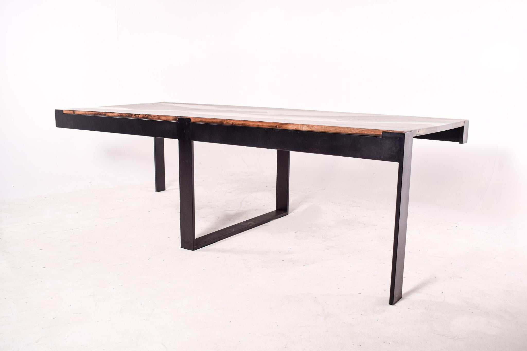 Modern Epoxy and Walnut Dining Table For Sale