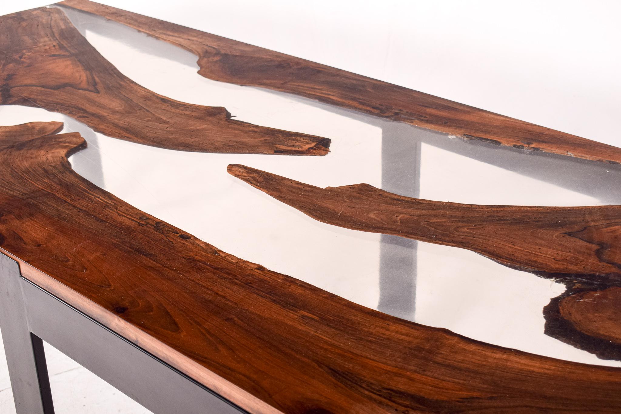 Portuguese Epoxy and Walnut Dining Table For Sale