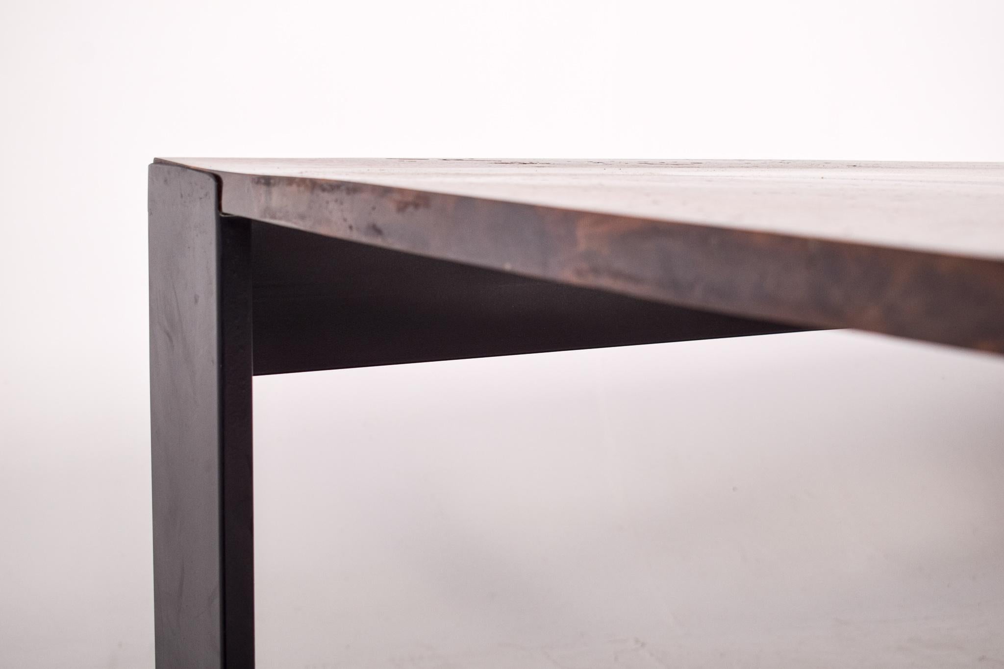 Metal Epoxy and Walnut Dining Table For Sale