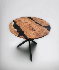 Epoxy black  resin Olive dining Table
