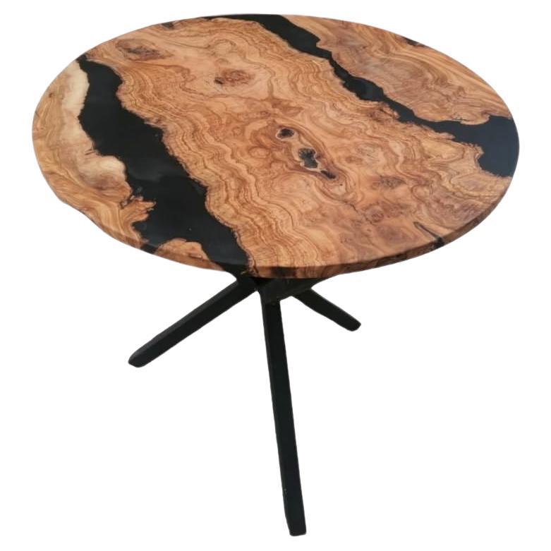 Epoxy black  resin Olive dining Table For Sale