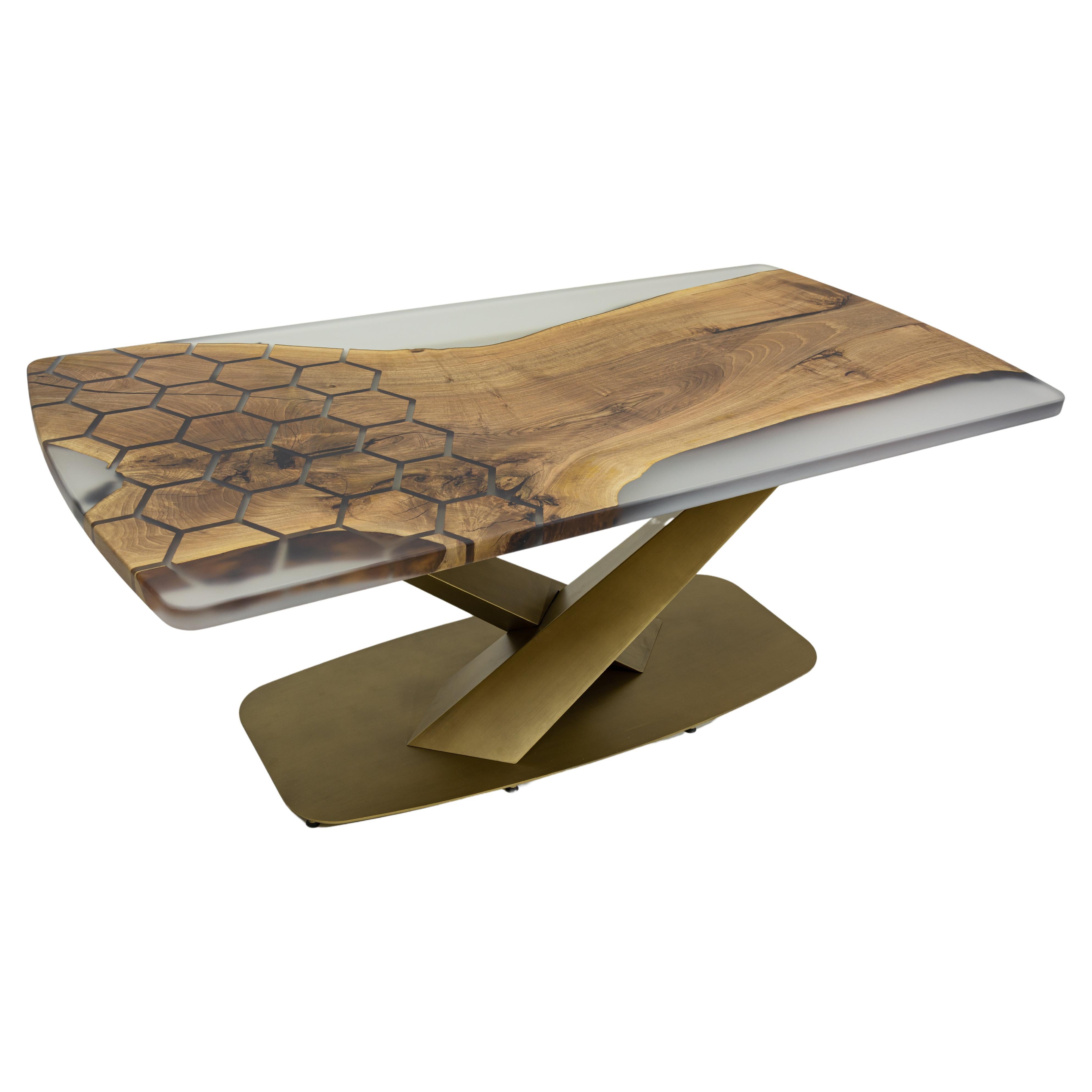 Custom Epoxy Resin Walnut Table

Inspired by the bee's honeycomb, this product is a combination of antique walnut and epoxy. 
Each table is made of natural woods. Therefore, each one has its own natural shape. 

We can make this table in any size or