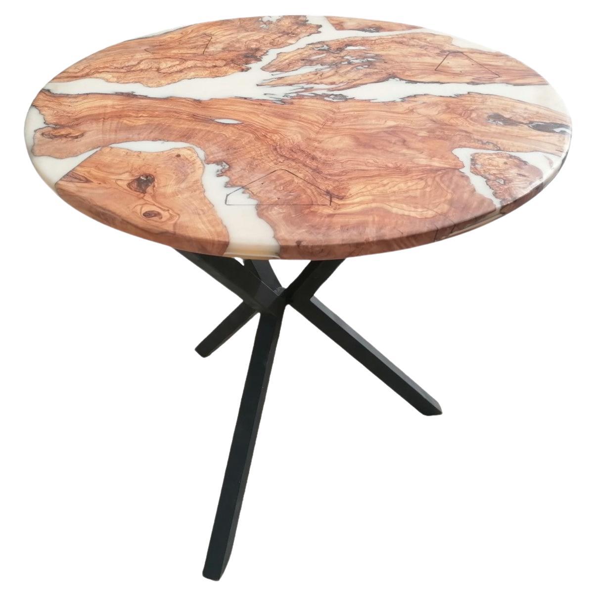 Epoxy resin Olive dining Table For Sale