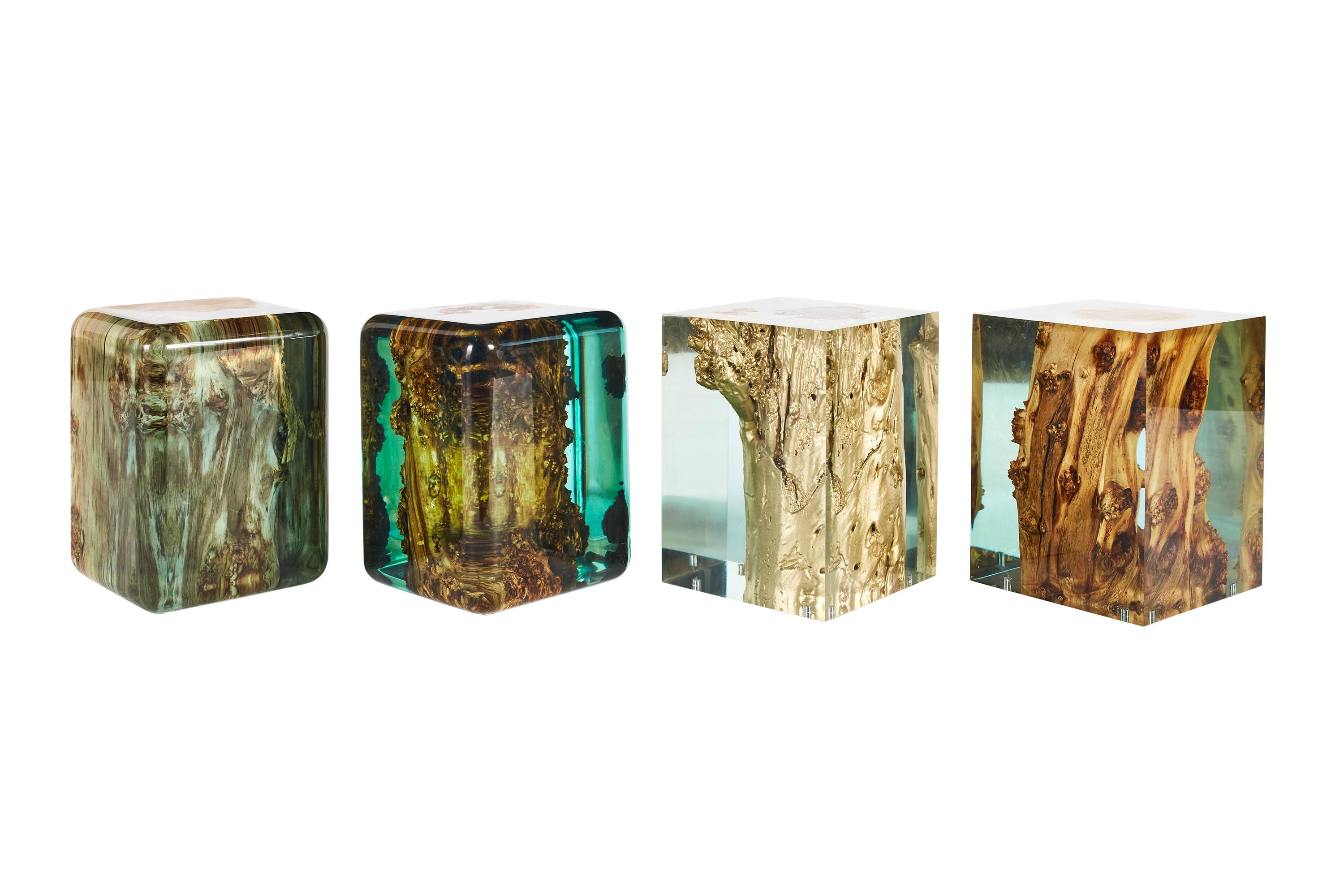 Epoxy Resin Stool, Golden Stump Stool, Ready to Ship For Sale 2