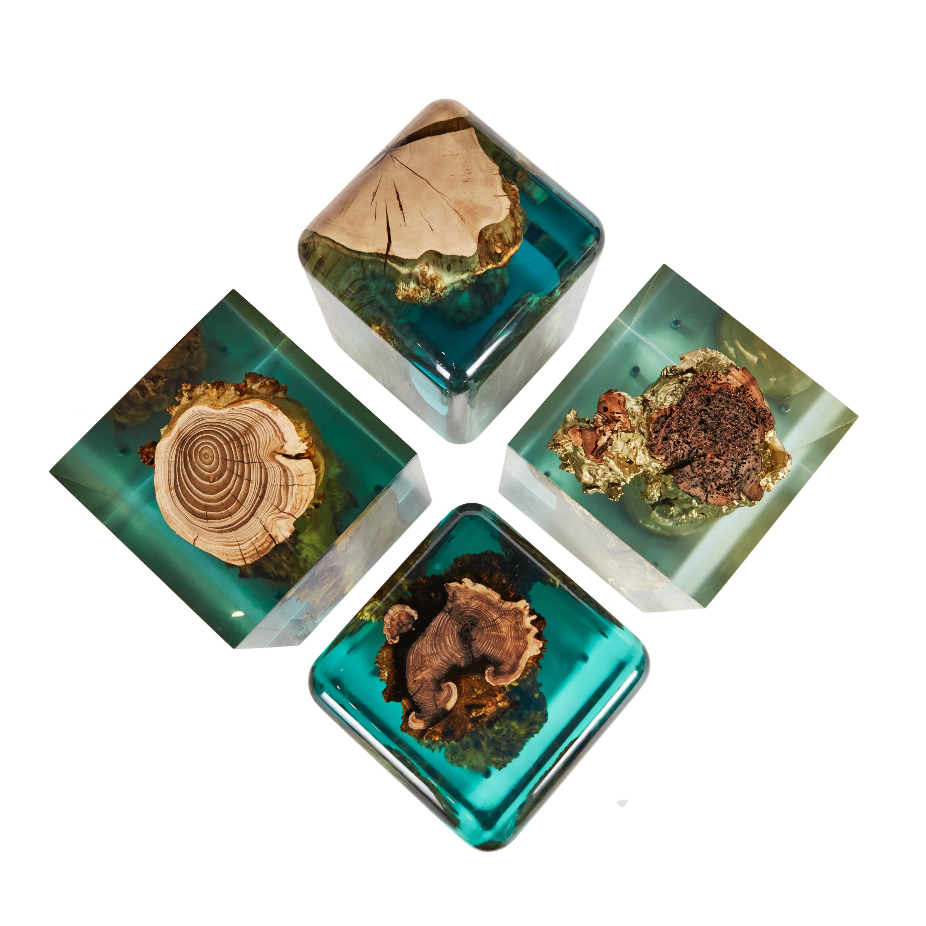 Cast Epoxy Resin Stool, Walnut Stump Stool, Ready to Ship For Sale