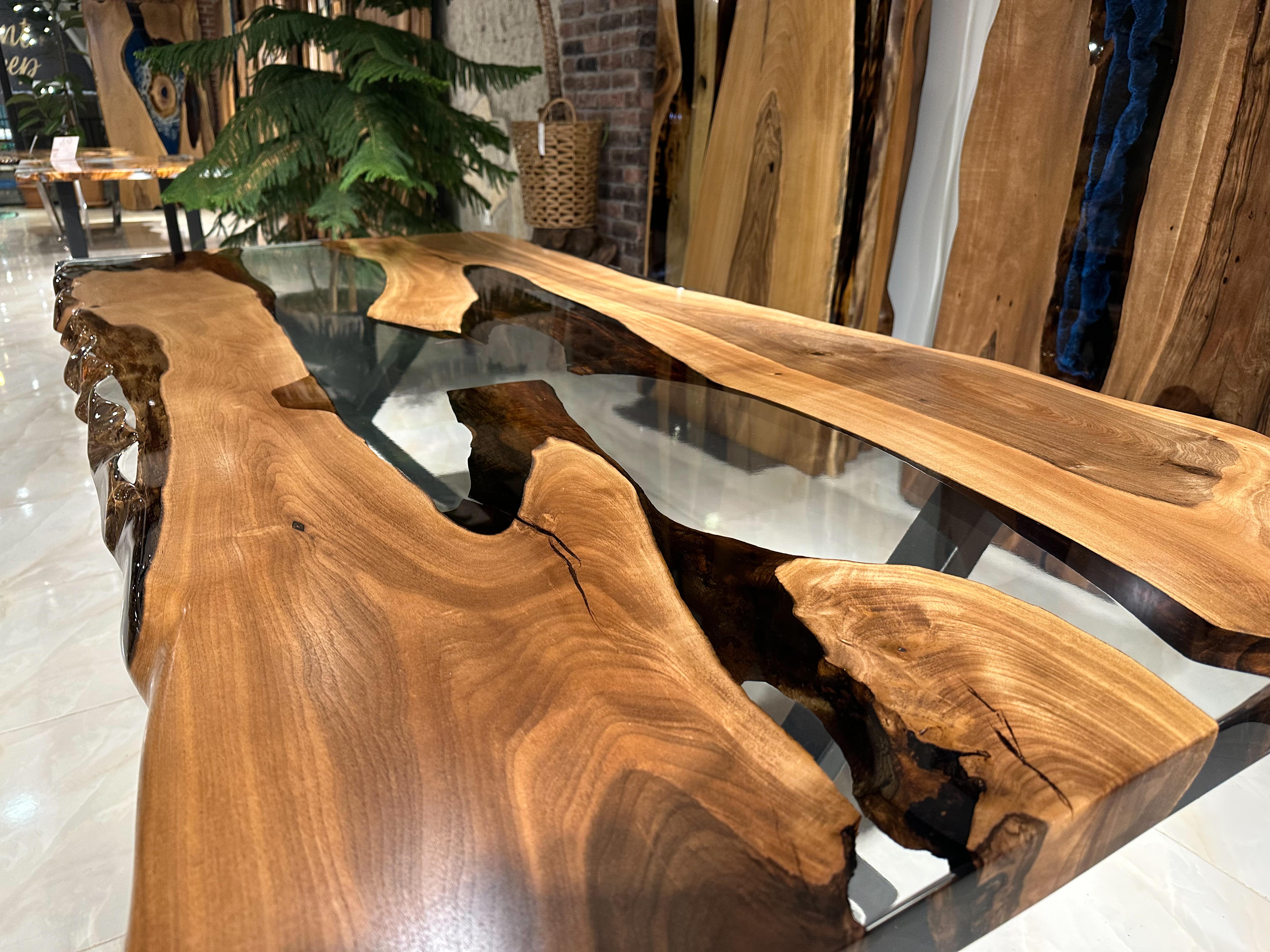 Modern Epoxy Table - Epoxy Resin Table Rivers Edge Table - Resin Wood Table For Sale