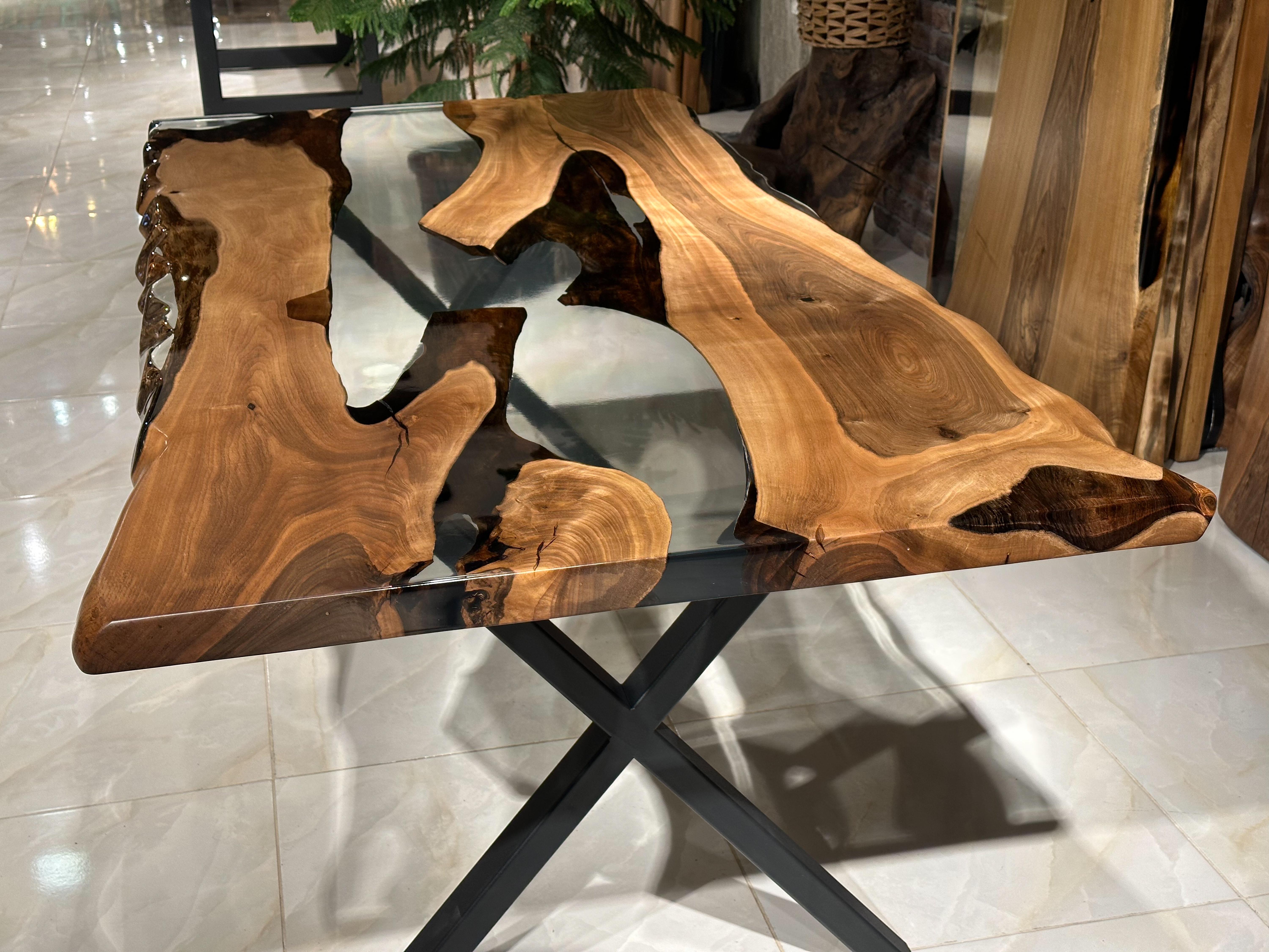 Contemporary Epoxy Table - Epoxy Resin Table Rivers Edge Table - Resin Wood Table For Sale
