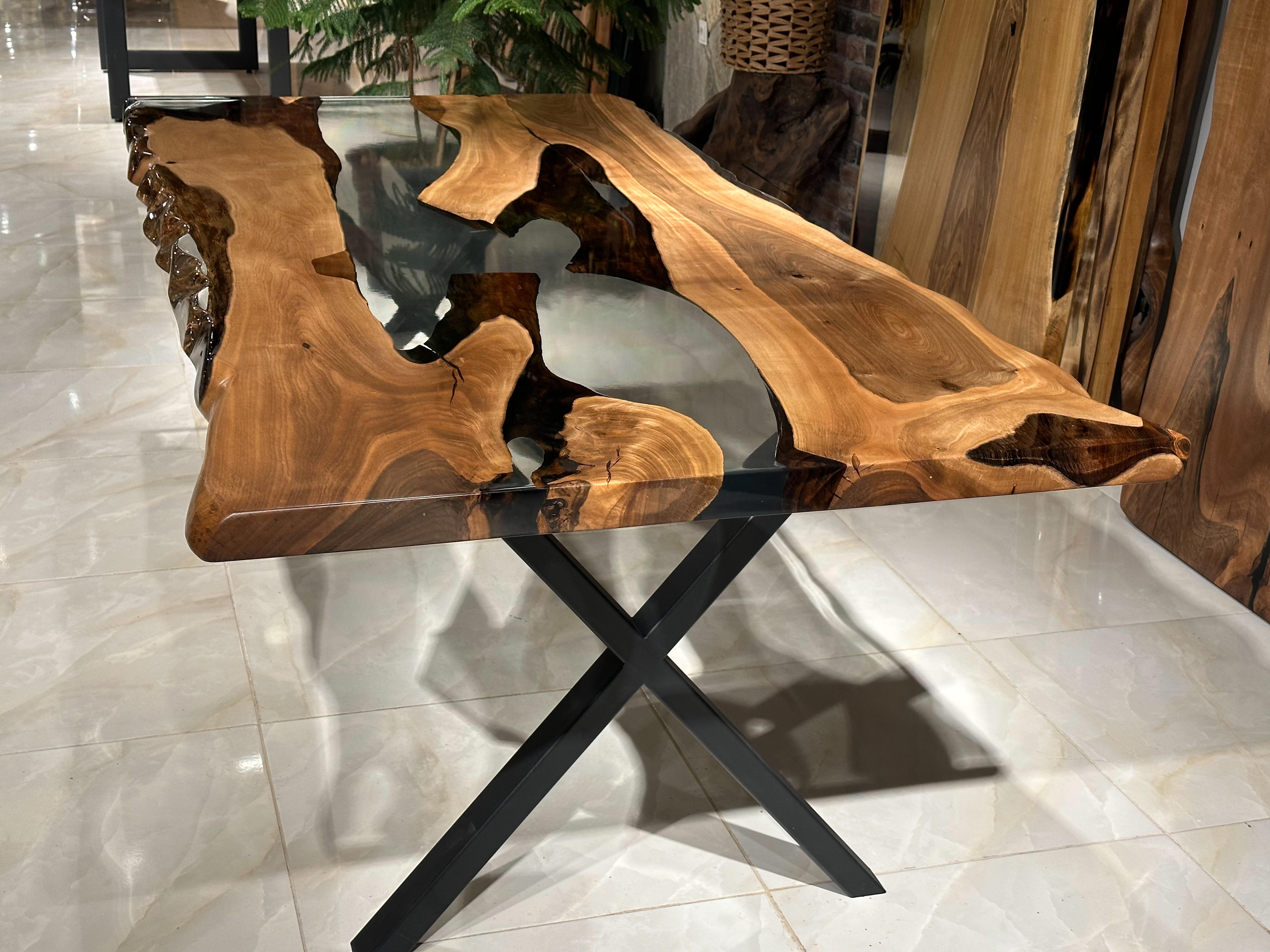 Steel Epoxy Table - Epoxy Resin Table Rivers Edge Table - Resin Wood Table For Sale