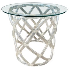 Epoxy Table with Glass Top in the Style of Tony Duquette